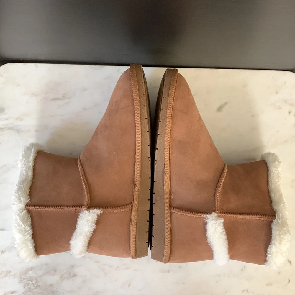 Sugar Poppy Cognac Faux Suede Ankle Boots